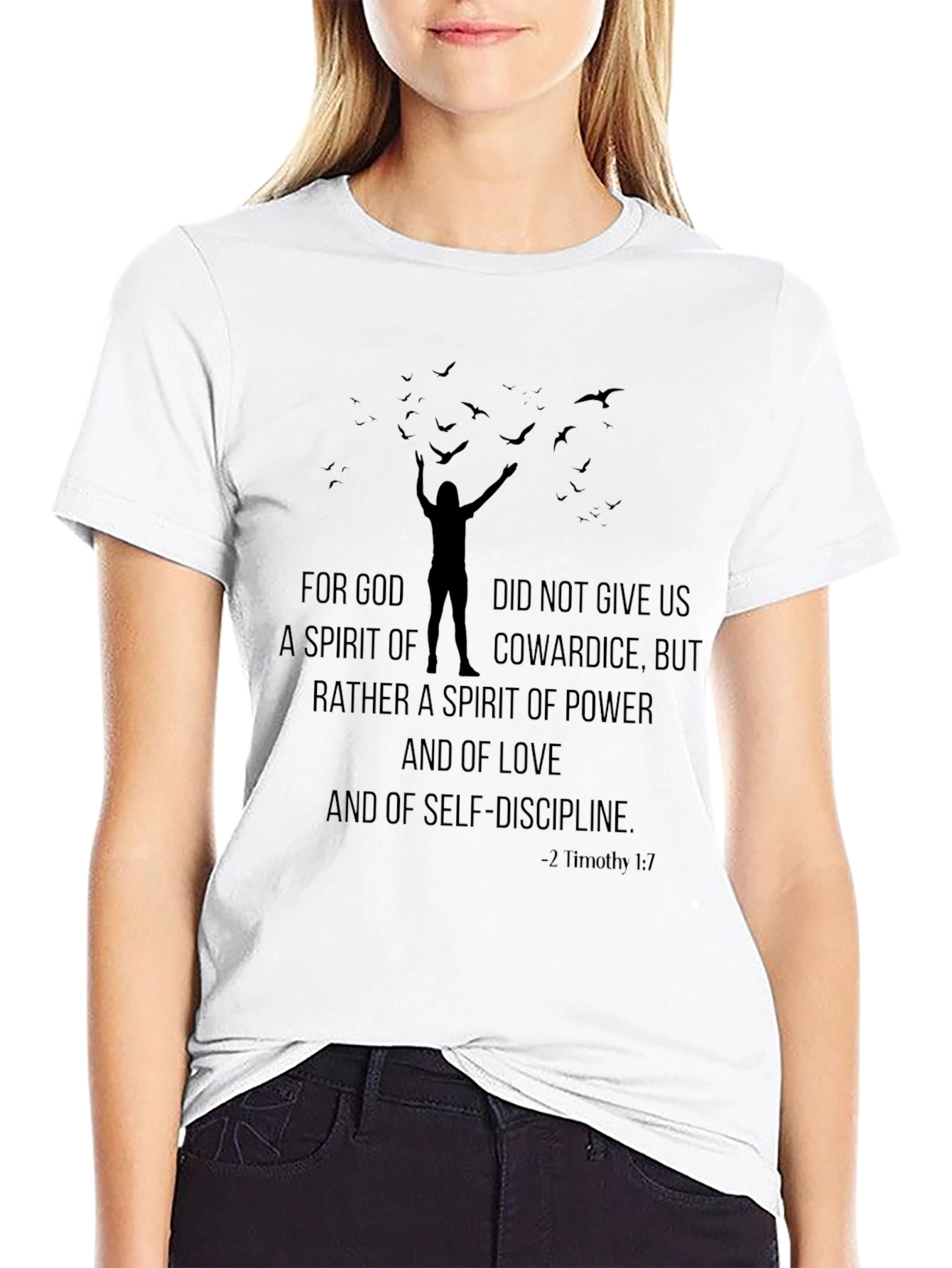 Motivational T-Shirt: 2 Timothy 1:7 Power Love Self-Discipline