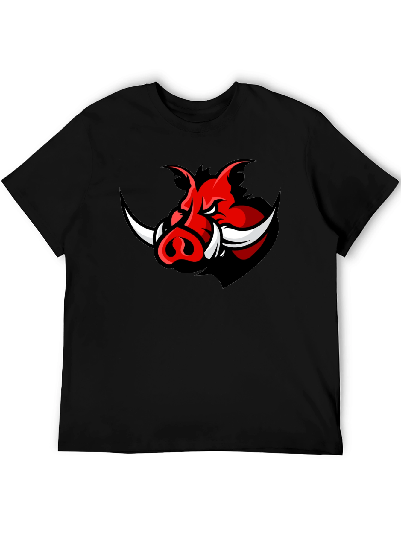 Mens Black T-Shirt with Red Boar Graphic