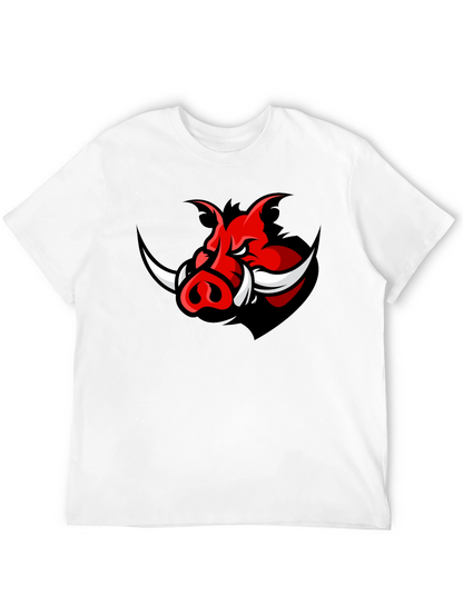 Mens Black T-Shirt with Red Boar Graphic