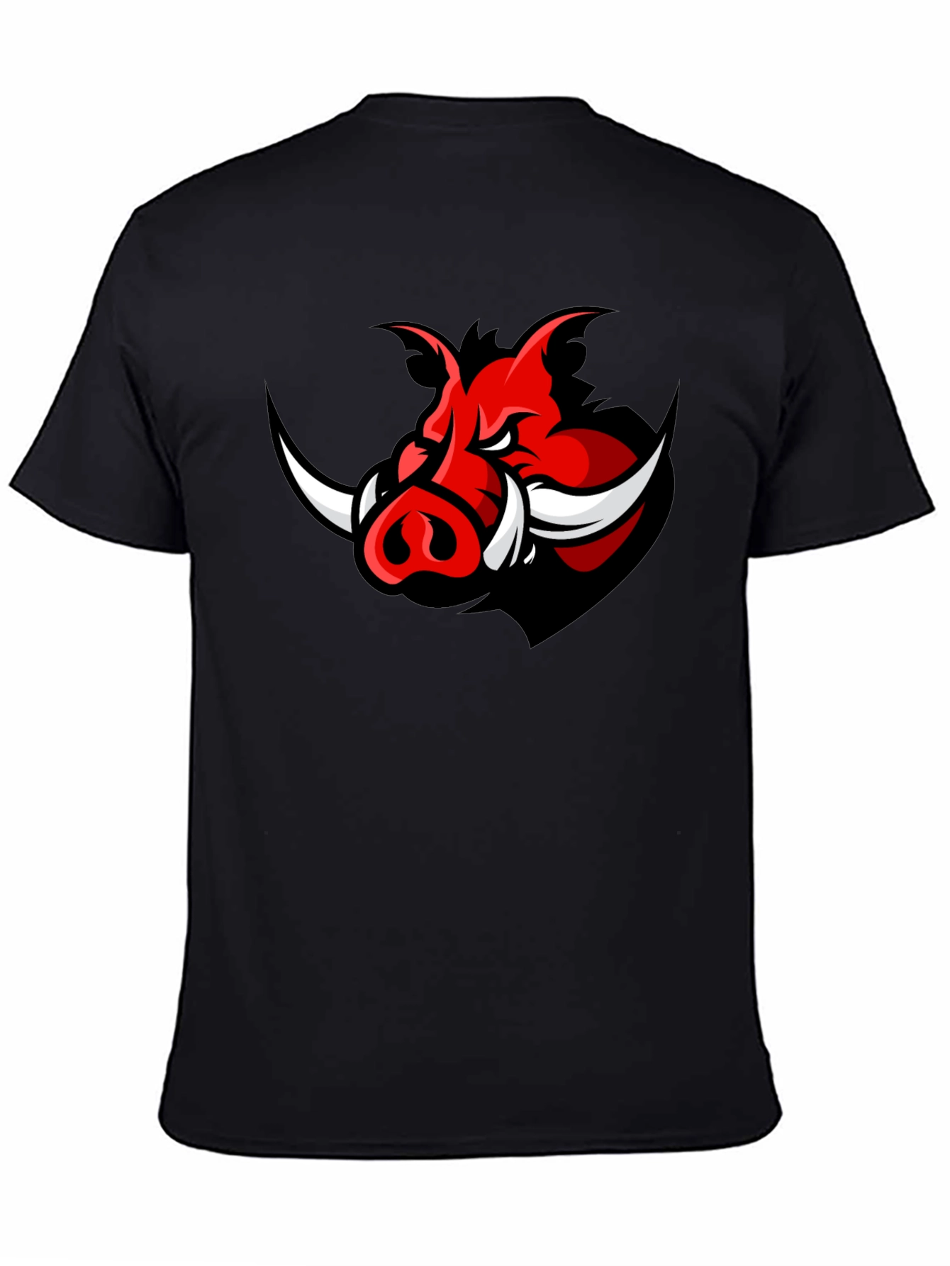 Mens Black T-Shirt with Red Boar Graphic
