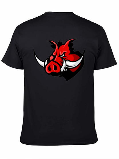 Mens Black T-Shirt with Red Boar Graphic