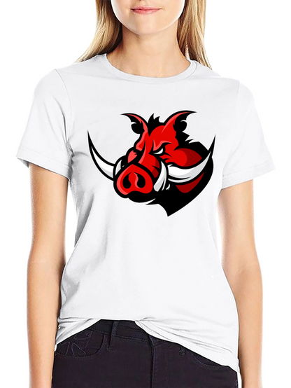 Mens Black T-Shirt with Red Boar Graphic