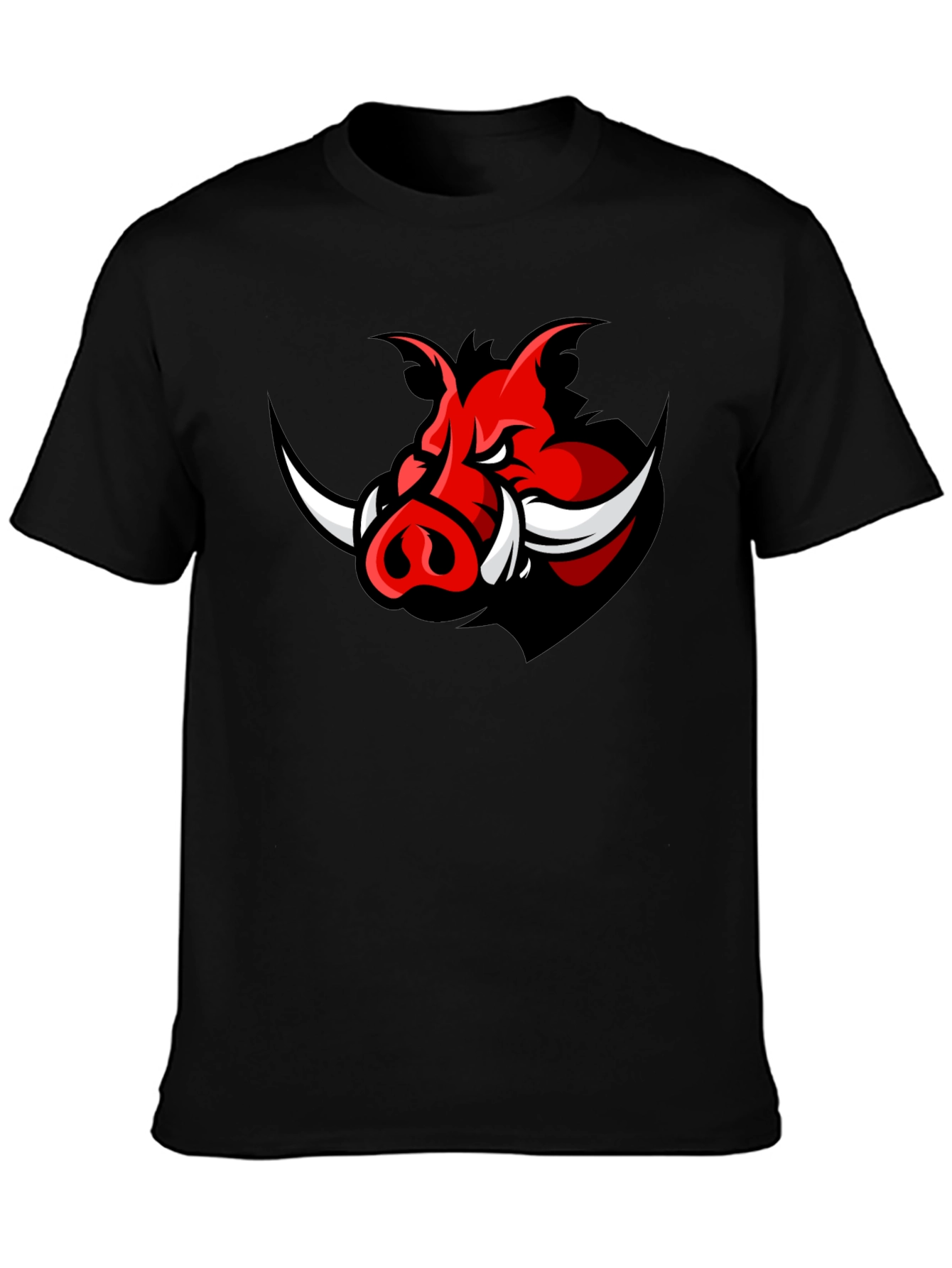 Mens Black T-Shirt with Red Boar Graphic