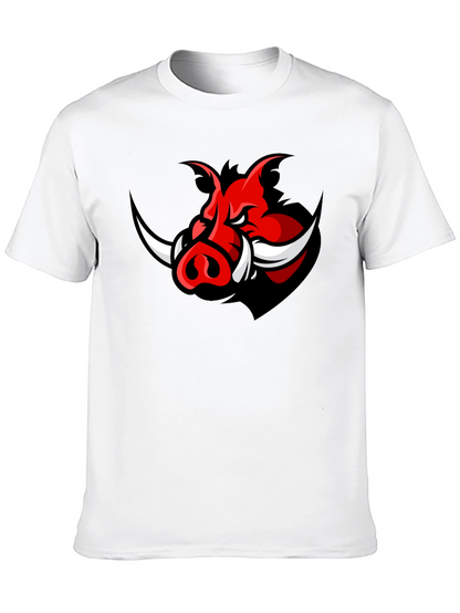 Mens Black T-Shirt with Red Boar Graphic