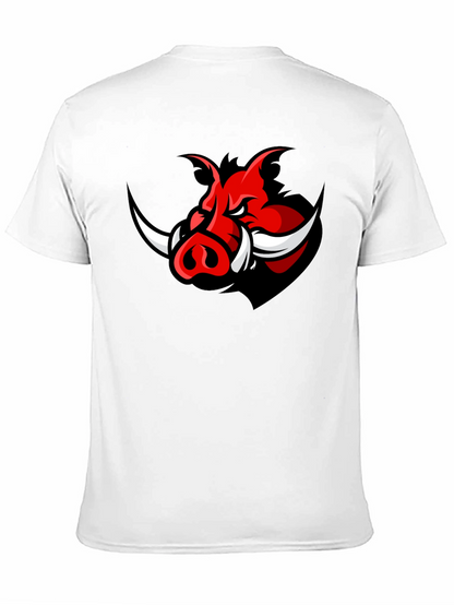 Mens Black T-Shirt with Red Boar Graphic