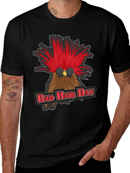 Bad Hair Day Rooster Graphic T-Shirt