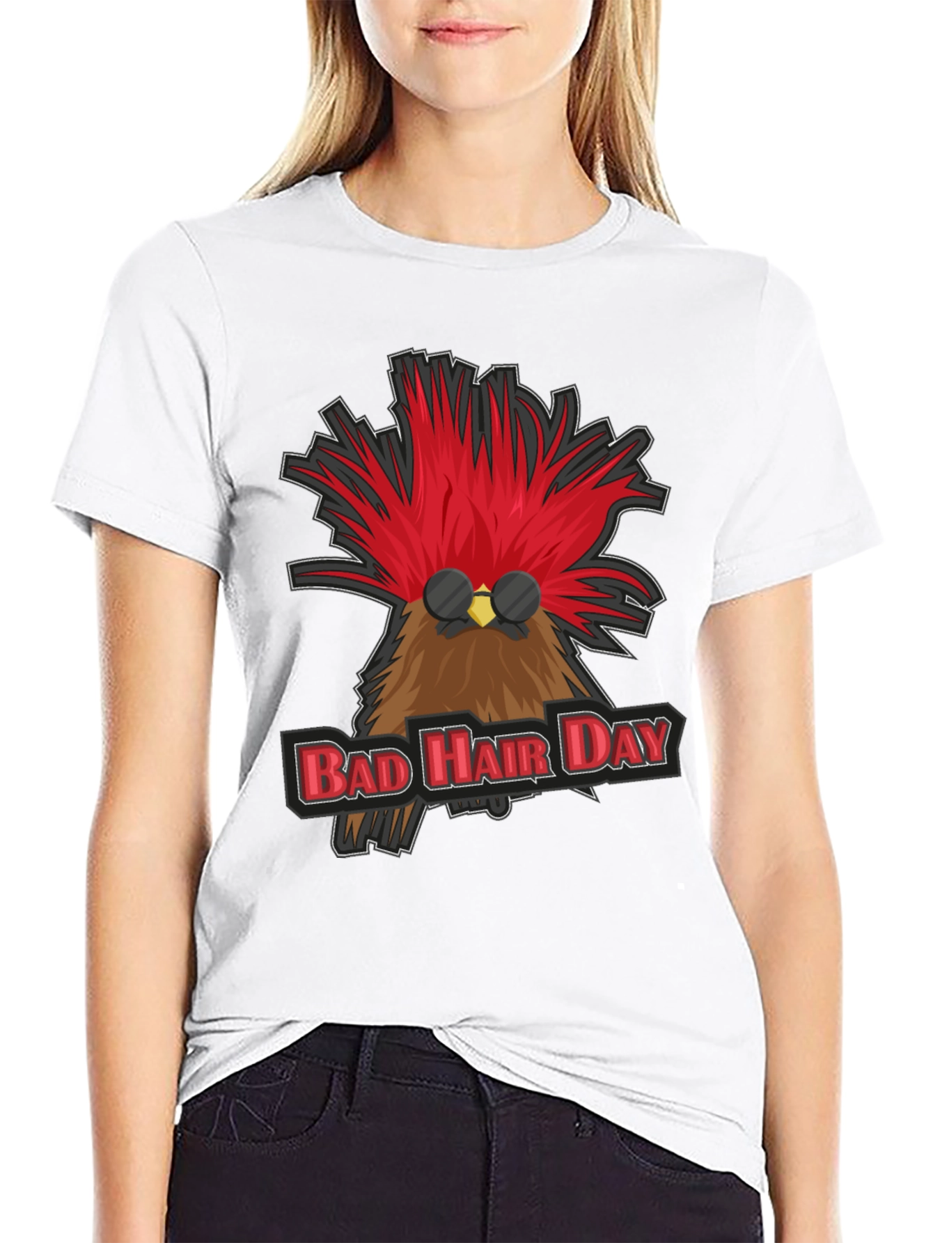 Bad Hair Day Rooster Graphic T-Shirt