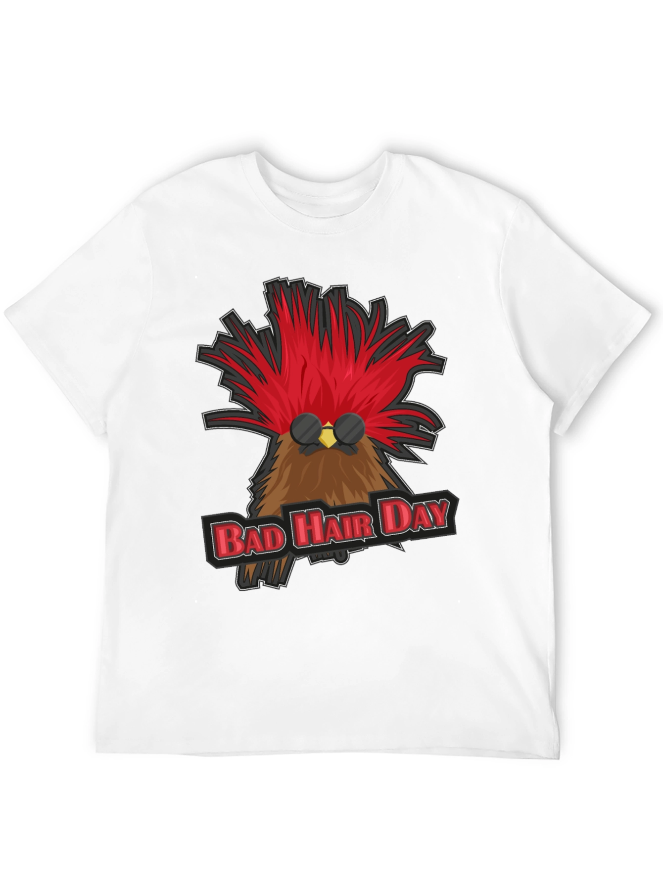 Bad Hair Day Rooster Graphic T-Shirt