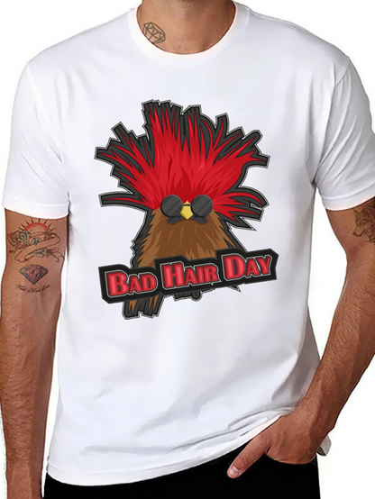 Bad Hair Day Rooster Graphic T-Shirt