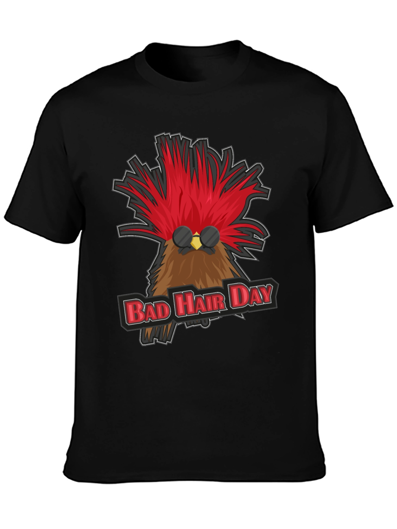 Bad Hair Day Rooster Graphic T-Shirt