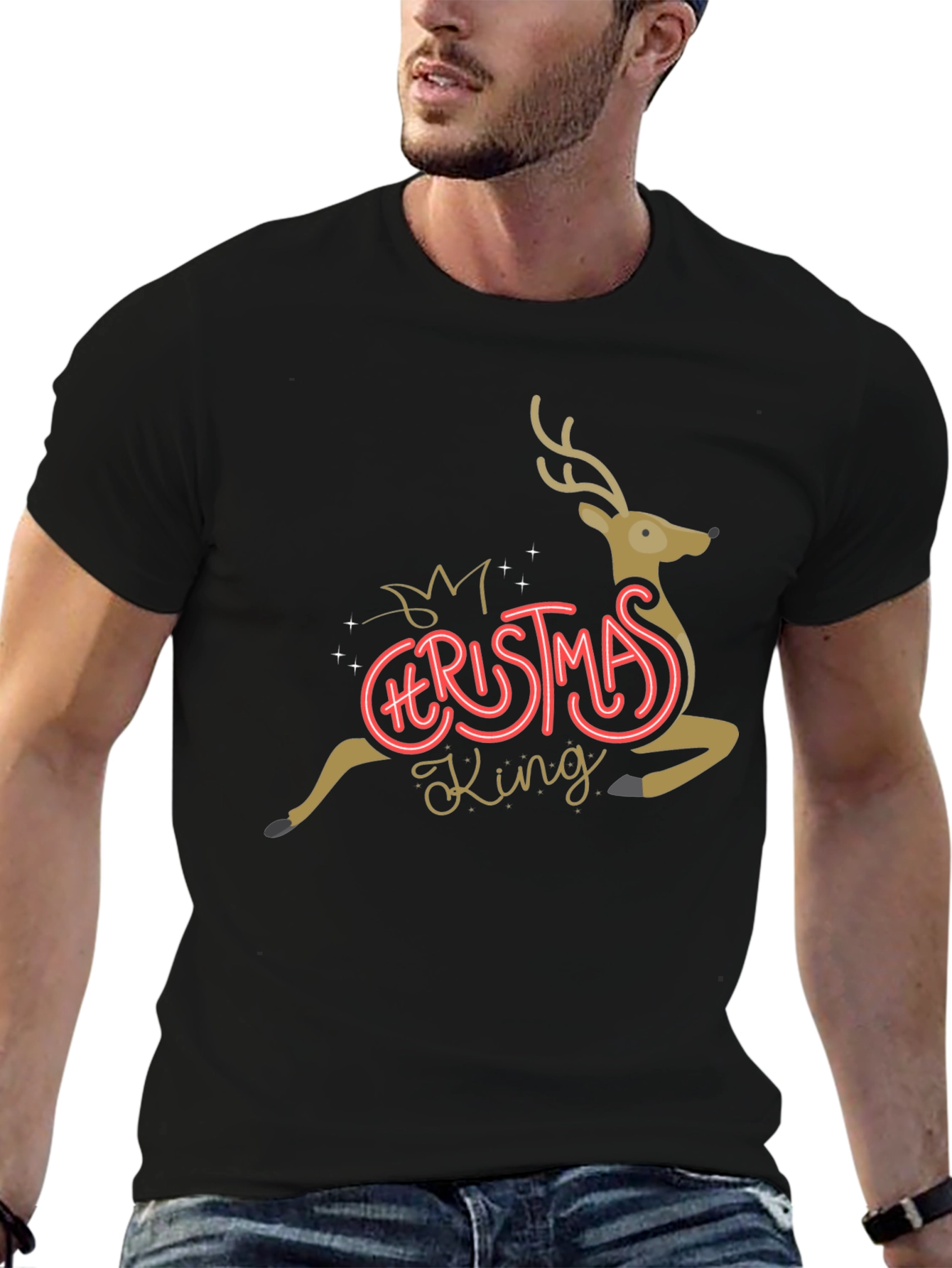 Christmas King Reindeer Graphic Tee