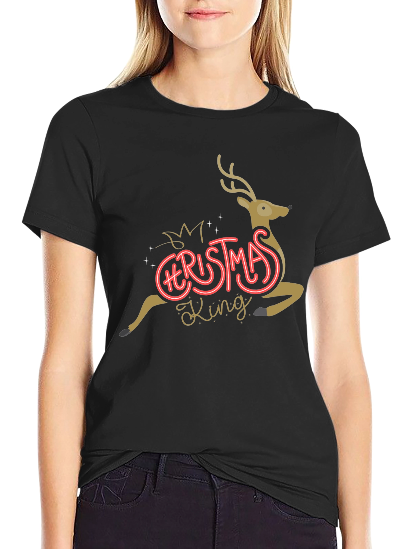 Christmas King Reindeer Graphic Tee