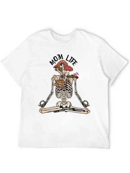 Mom Life Skeleton Mushroom Meditation T-Shirt