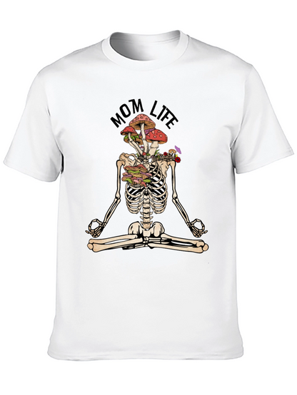 Mom Life Skeleton Mushroom Meditation T-Shirt