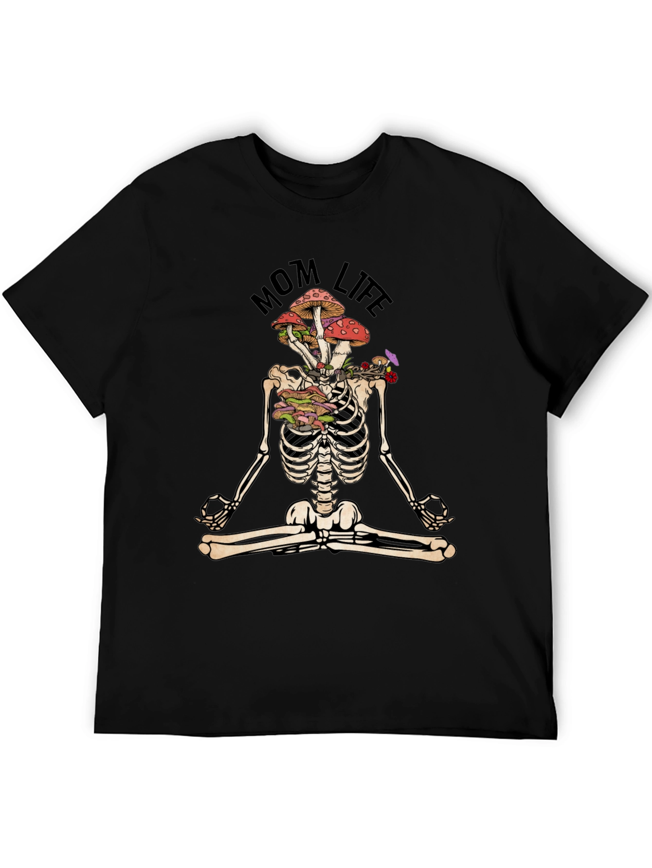Mom Life Skeleton Mushroom Meditation T-Shirt