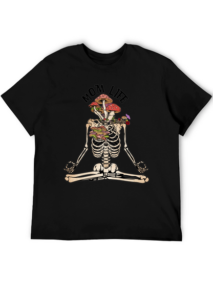 Mom Life Skeleton Mushroom Meditation T-Shirt