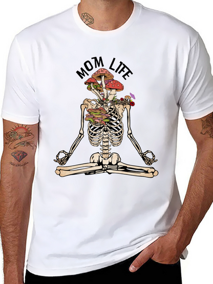 Mom Life Skeleton Mushroom Meditation T-Shirt