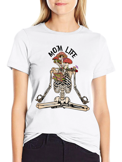 Mom Life Skeleton Mushroom Meditation T-Shirt