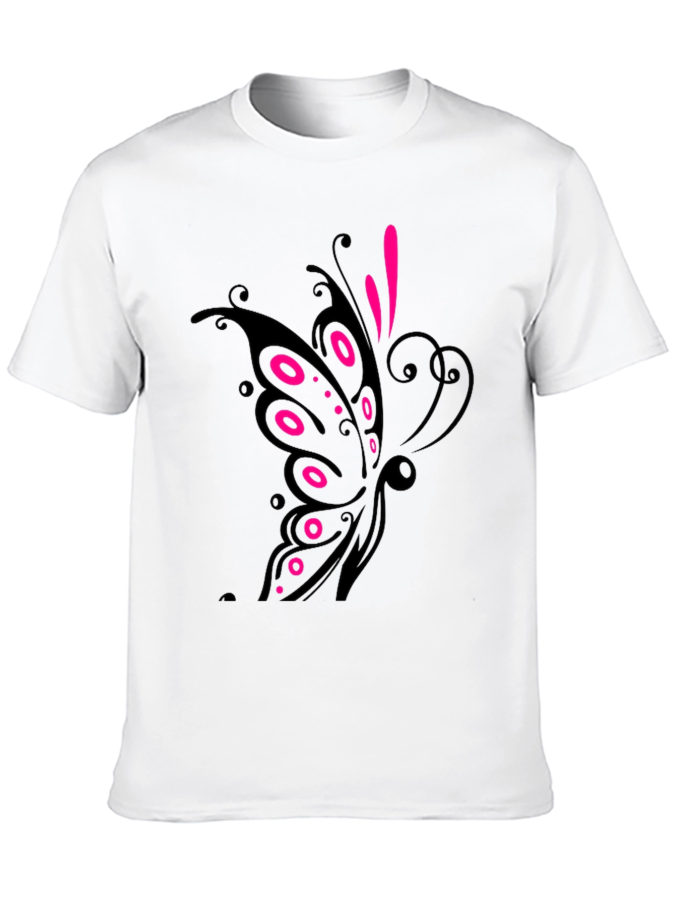 Black T-Shirt with Butterfly Design
