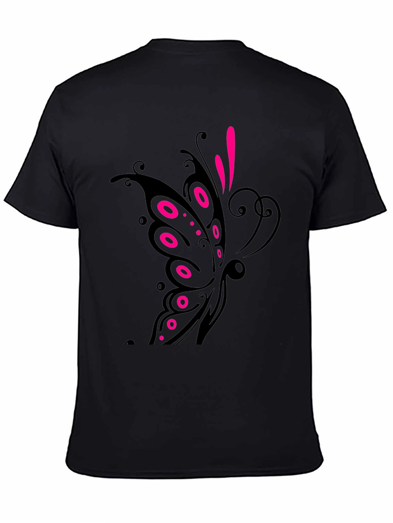Black T-Shirt with Butterfly Design