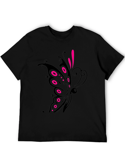 Black T-Shirt with Butterfly Design