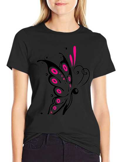 Black T-Shirt with Butterfly Design