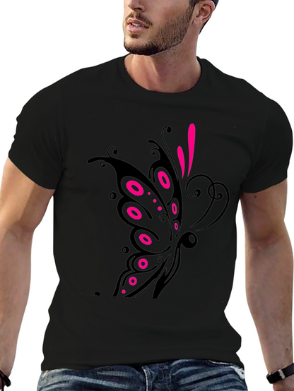 Black T-Shirt with Butterfly Design