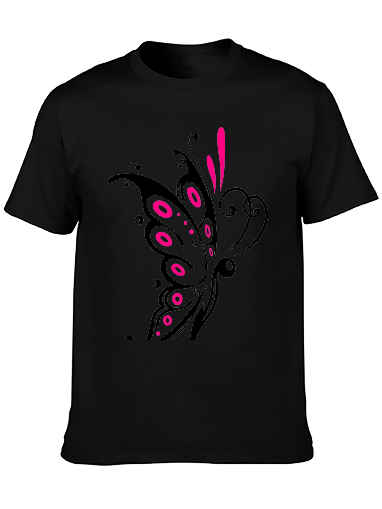 Black T-Shirt with Butterfly Design