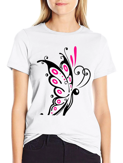 Black T-Shirt with Butterfly Design