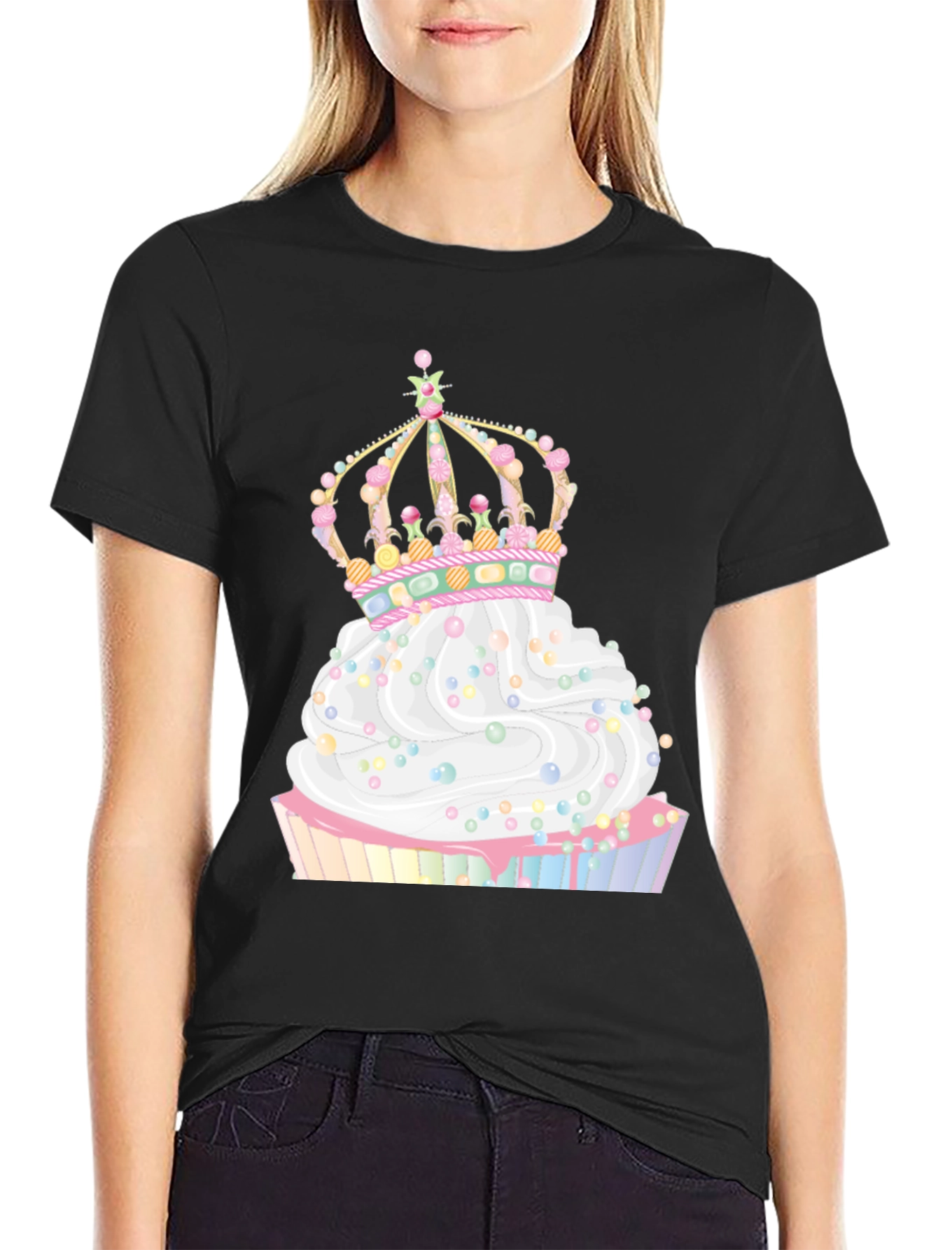 Cupcake Crown Graphic Tee - Whimsical Style