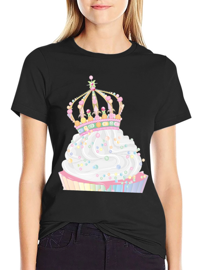 Cupcake Crown Graphic Tee - Whimsical Style