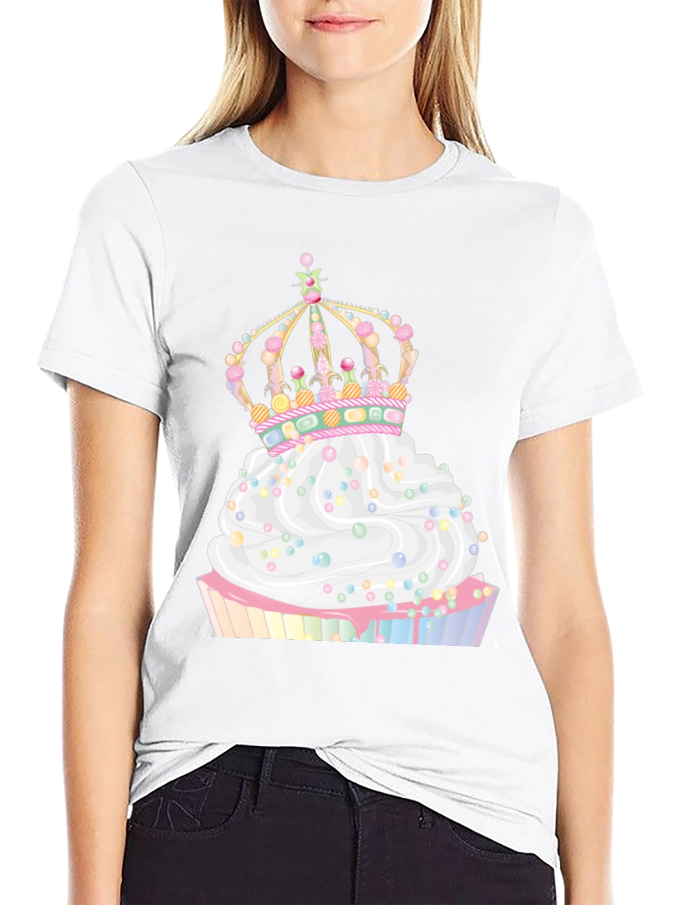 Cupcake Crown Graphic Tee - Whimsical Style