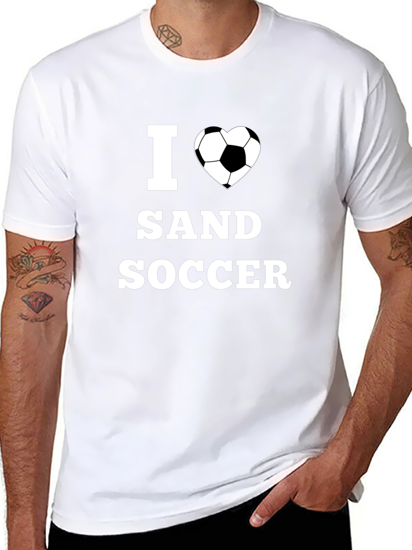I Heart Sand Soccer Black Graphic T-Shirt