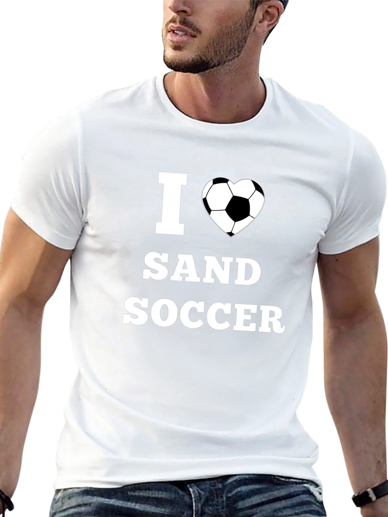 I Heart Sand Soccer Black Graphic T-Shirt