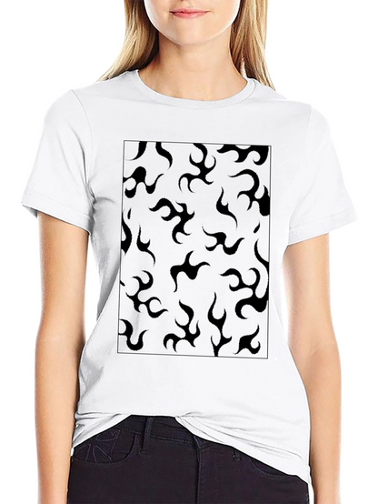 Black Flame Pattern T-Shirt - Casual Style