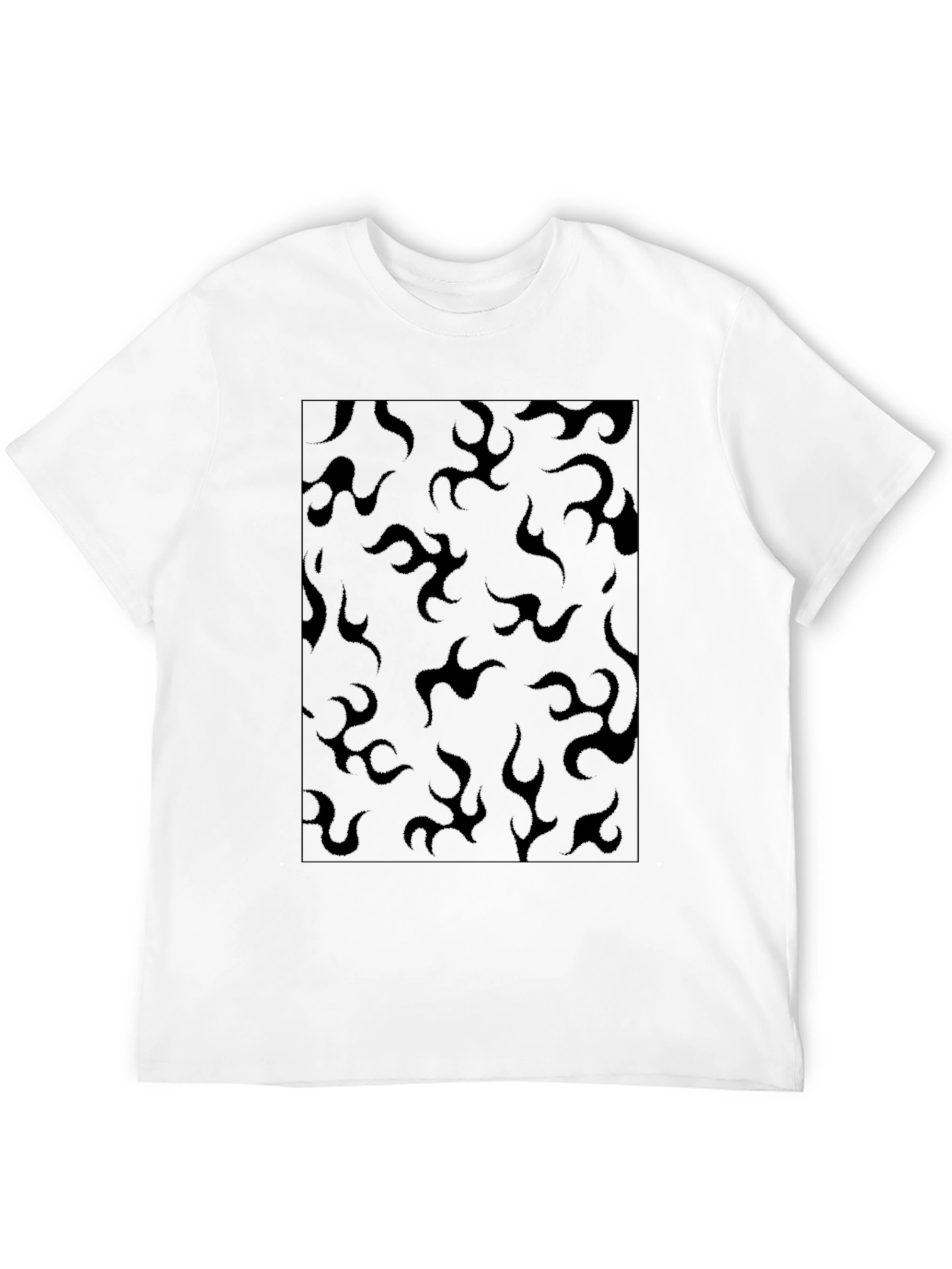 Black Flame Pattern T-Shirt - Casual Style