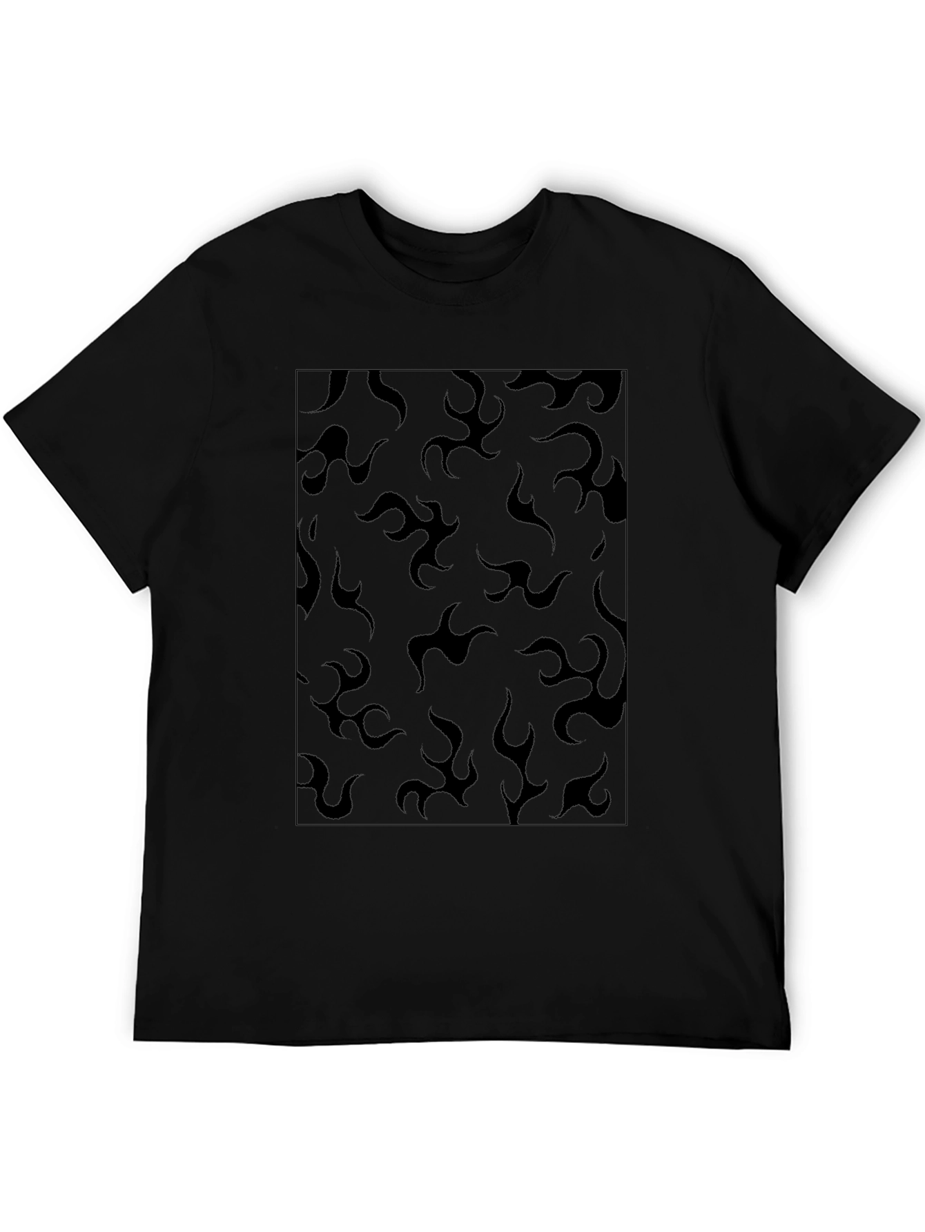 Black Flame Pattern T-Shirt - Casual Style
