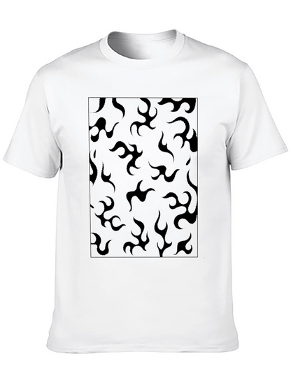 Black Flame Pattern T-Shirt - Casual Style