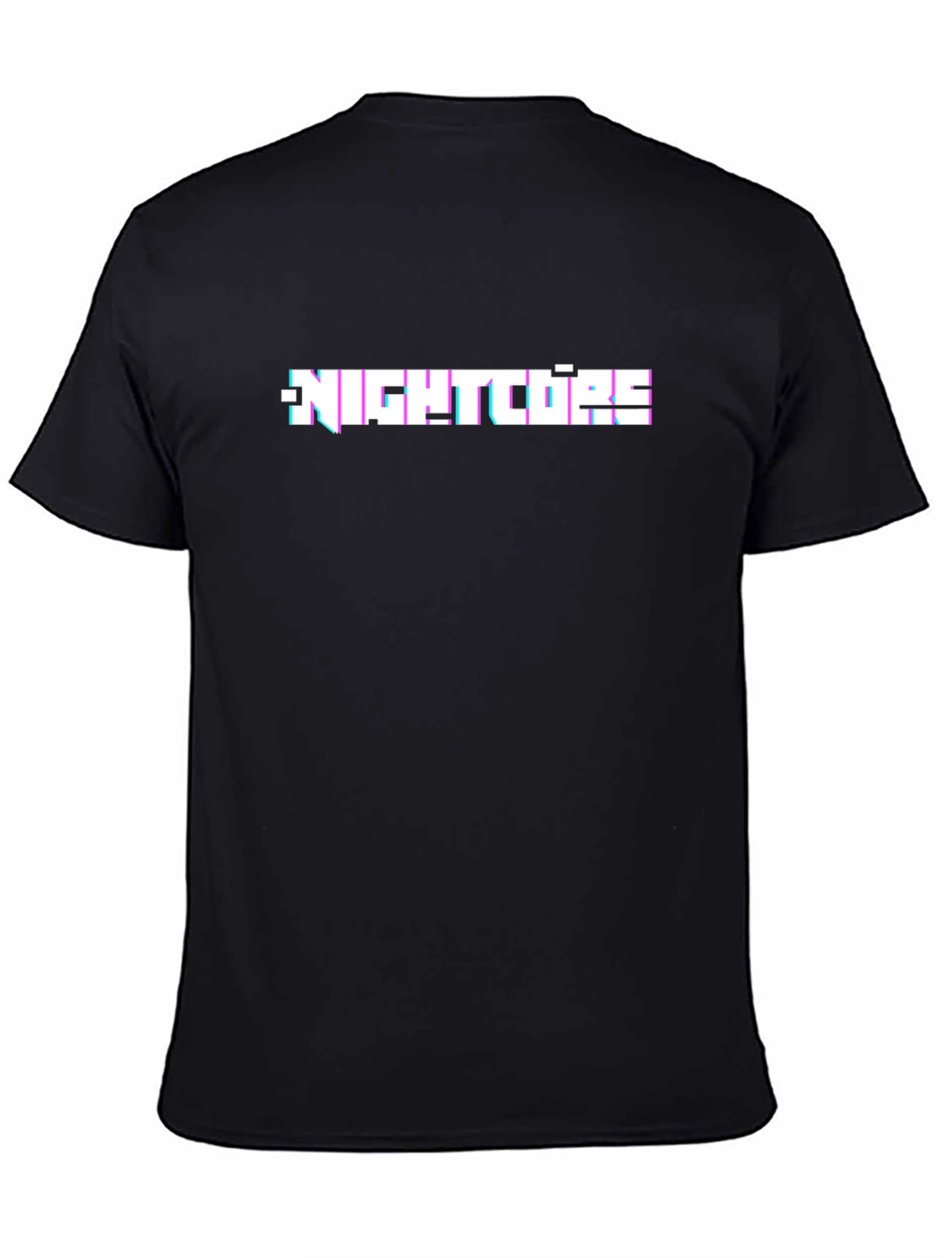 Nightcore Glitch Text Black T-Shirt
