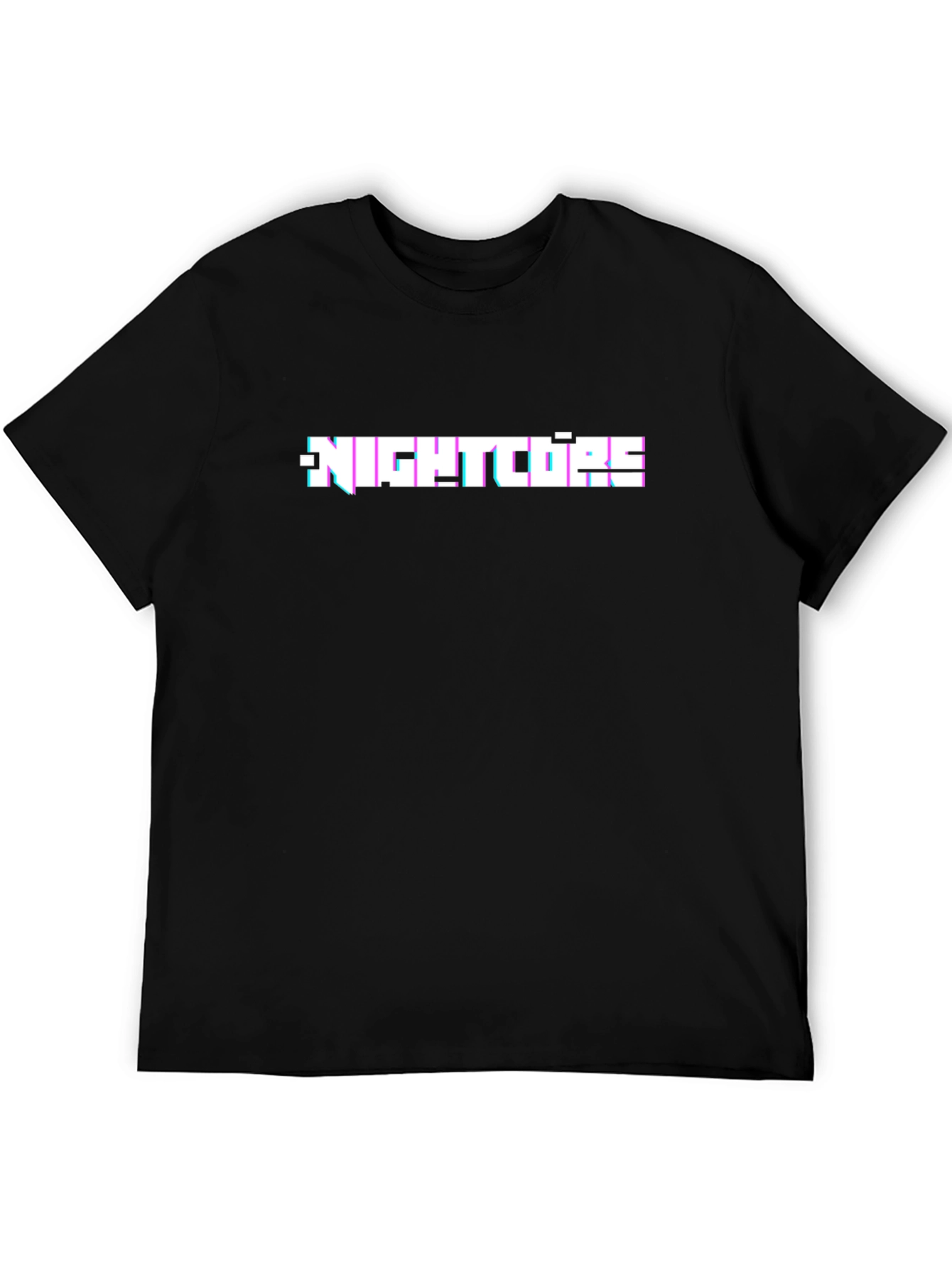 Nightcore Glitch Text Black T-Shirt