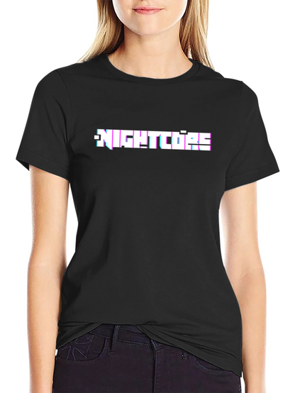 Nightcore Glitch Text Black T-Shirt