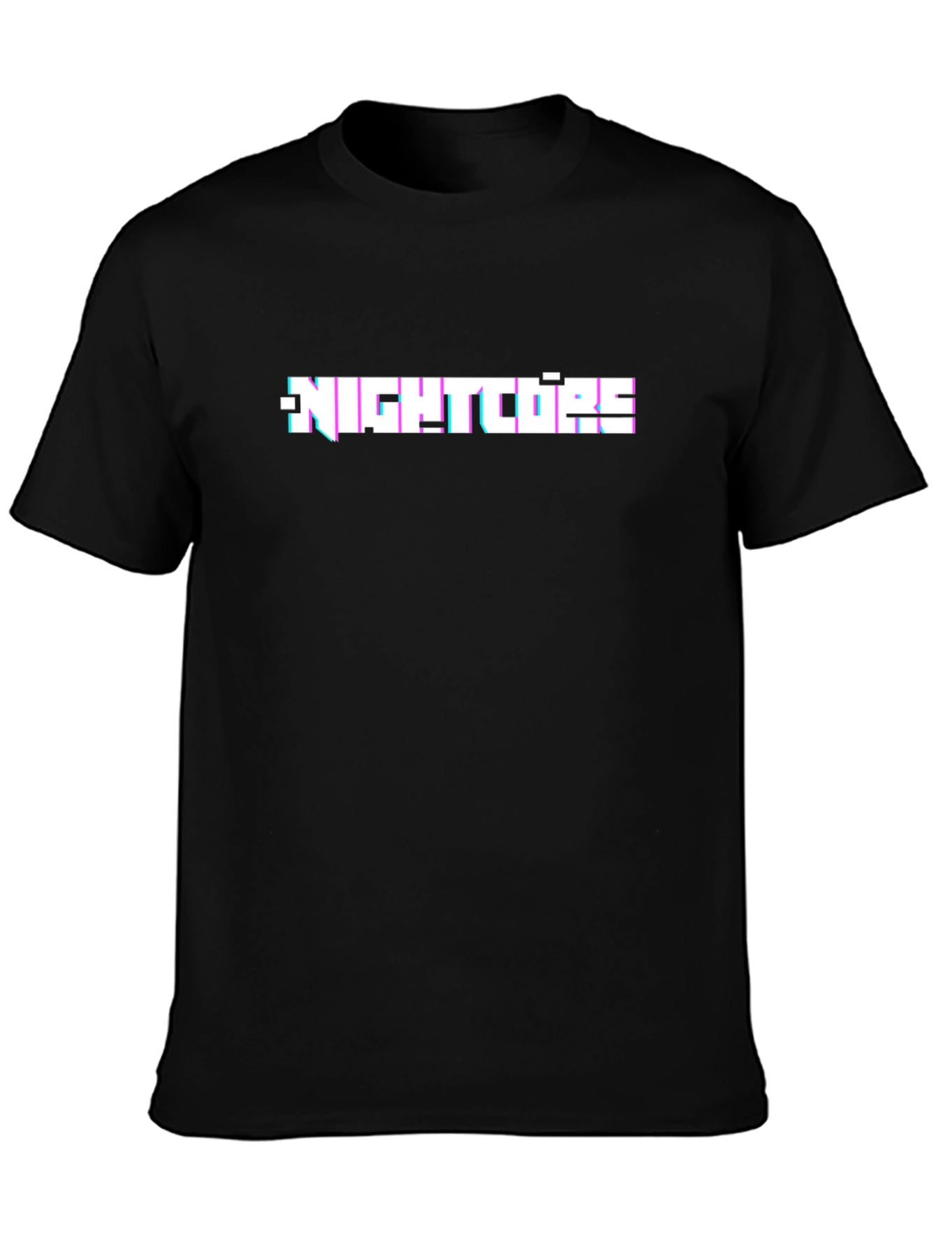 Nightcore Glitch Text Black T-Shirt
