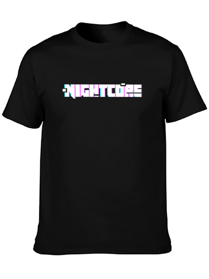 Nightcore Glitch Text Black T-Shirt