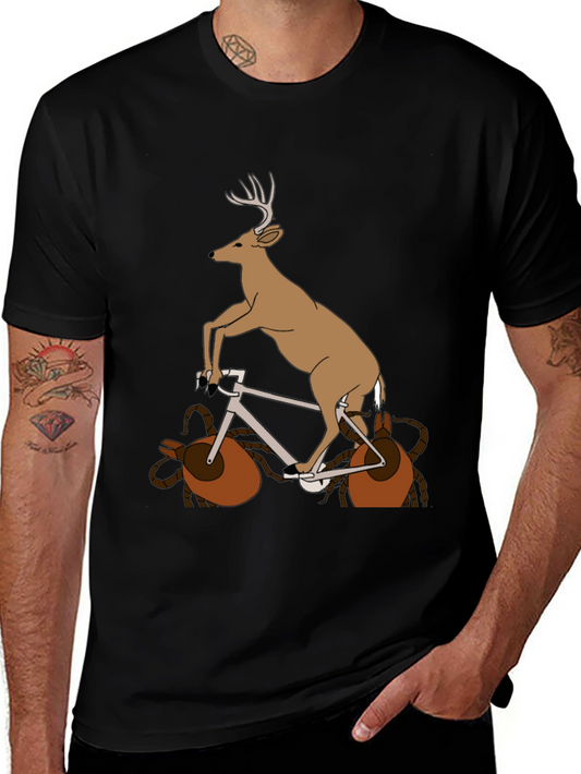 Deer on Bike Graphic Tee - Unique Animal T-Shirt