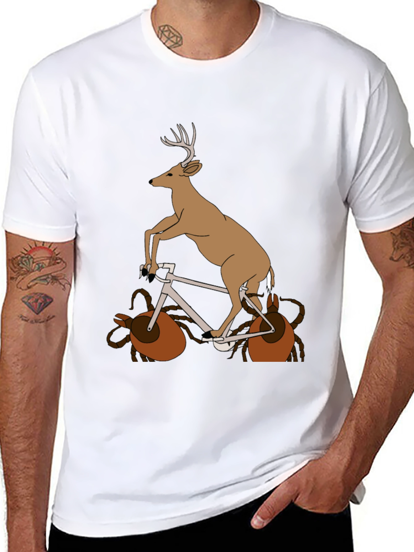 Deer on Bike Graphic Tee - Unique Animal T-Shirt