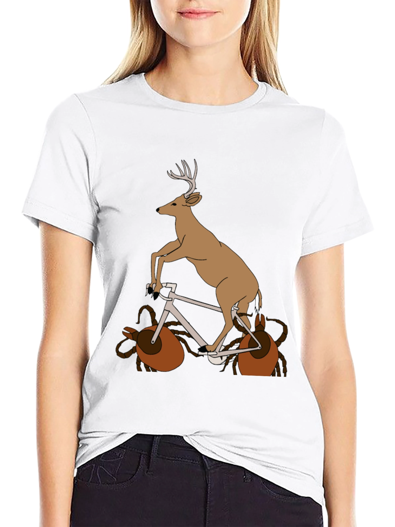 Deer on Bike Graphic Tee - Unique Animal T-Shirt