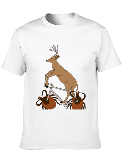 Deer on Bike Graphic Tee - Unique Animal T-Shirt