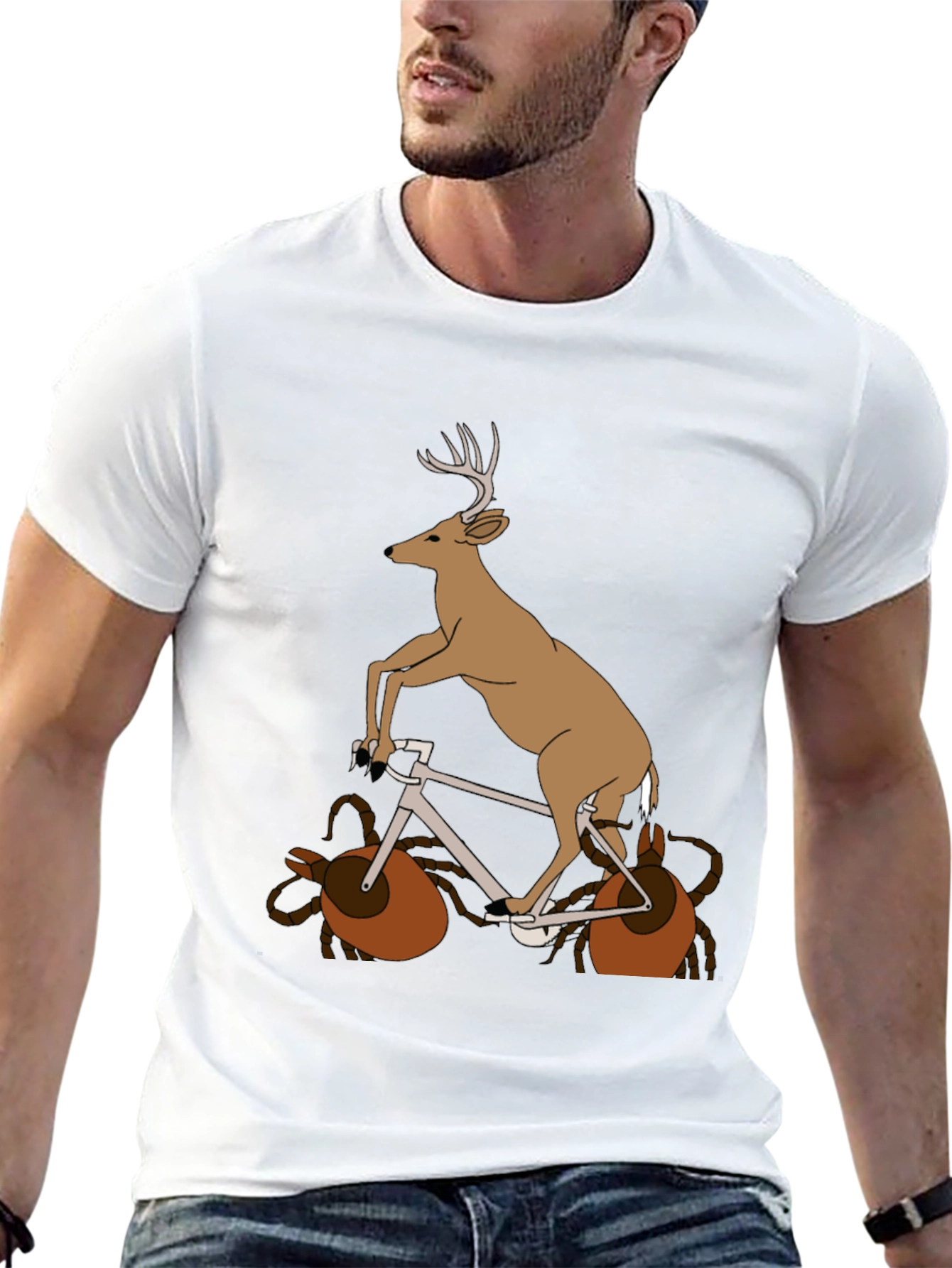 Deer on Bike Graphic Tee - Unique Animal T-Shirt