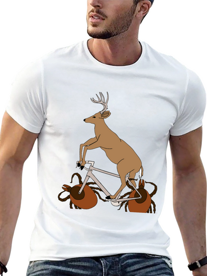 Deer on Bike Graphic Tee - Unique Animal T-Shirt