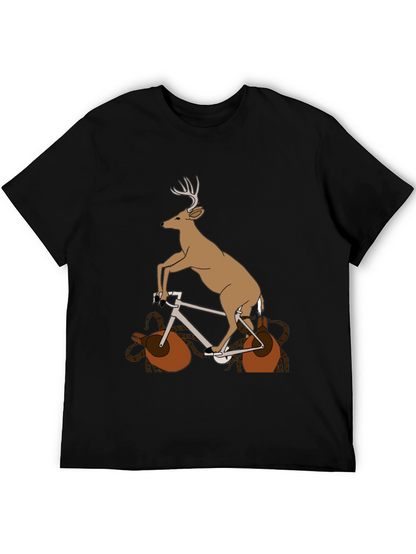 Deer on Bike Graphic Tee - Unique Animal T-Shirt